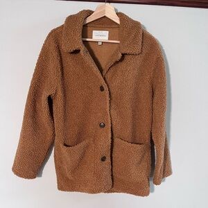 Lucky Brand Small Warm Tan Teddy Jacket Oversized Cozy Sherpa